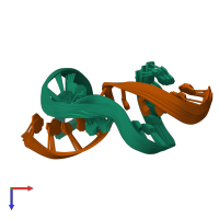 PDB entry 1js7 coloured by chain, ensemble of 15 models, top view.