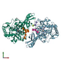 PDB entry 1js8 coloured by chain, front view.