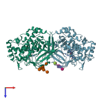 PDB entry 1js8 coloured by chain, top view.