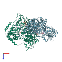 PDB entry 1jsc coloured by chain, top view.