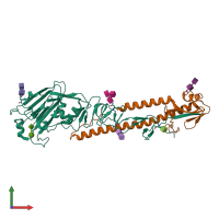 PDB entry 1jsh coloured by chain, front view.