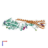 PDB entry 1jsh coloured by chain, top view.