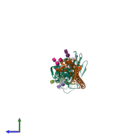 PDB entry 1jsi coloured by chain, side view.