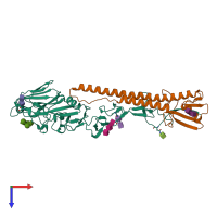 PDB entry 1jsi coloured by chain, top view.