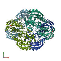 PDB entry 1jsl coloured by chain, front view.