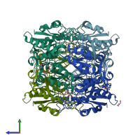 PDB entry 1jsl coloured by chain, side view.