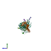 PDB entry 1jso coloured by chain, side view.
