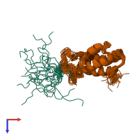 PDB entry 1jsp coloured by chain, ensemble of 20 models, top view.