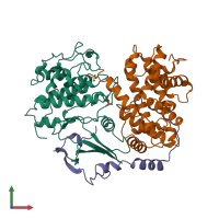 Hetero trimeric assembly 1 of PDB entry 1jsu coloured by chemically distinct molecules, front view.