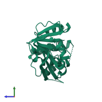 PDB entry 1jsx coloured by chain, side view.