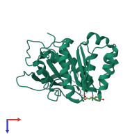 PDB entry 1jt2 coloured by chain, top view.