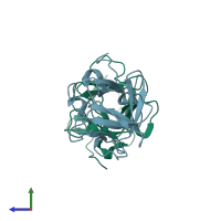 PDB entry 1jt4 coloured by chain, side view.