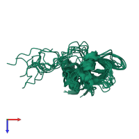 PDB entry 1jt8 coloured by chain, ensemble of 10 models, top view.