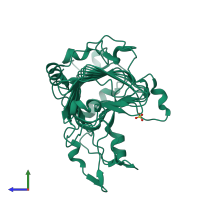 PDB entry 1jta coloured by chain, side view.