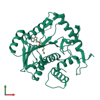PDB entry 1jte coloured by chain, front view.