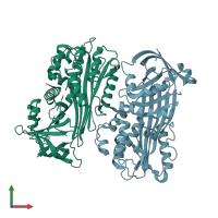 PDB entry 1jti coloured by chain, front view.