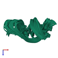 PDB entry 1jtj coloured by chain, ensemble of 19 models, top view.