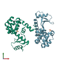 PDB entry 1jtn coloured by chain, front view.
