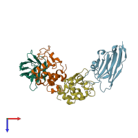 PDB entry 1jto coloured by chain, top view.