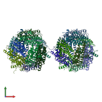 PDB entry 1jts coloured by chain, front view.