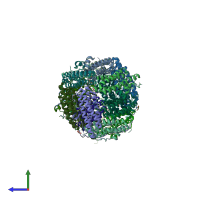 PDB entry 1jts coloured by chain, side view.