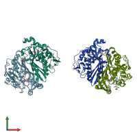 PDB entry 1ju6 coloured by chain, front view.