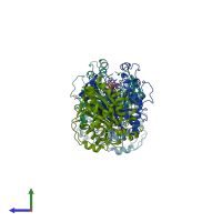 PDB entry 1ju6 coloured by chain, side view.