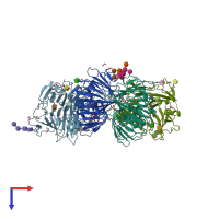 PDB entry 1juh coloured by chain, top view.