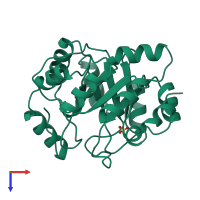 PDB entry 1juk coloured by chain, top view.