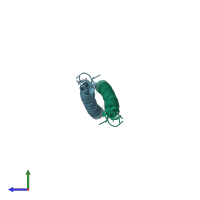 PDB entry 1jun coloured by chain, ensemble of 7 models, side view.