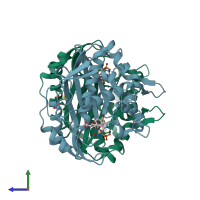 PDB entry 1jut coloured by chain, side view.