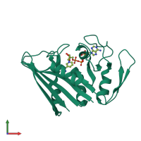 PDB entry 1juv coloured by chain, front view.