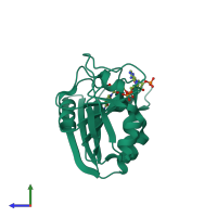 PDB entry 1juv coloured by chain, side view.