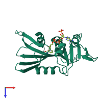 PDB entry 1juv coloured by chain, top view.