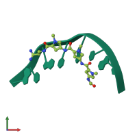 PDB entry 1jux coloured by chain, front view.