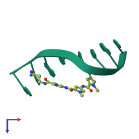 PDB entry 1jux coloured by chain, top view.