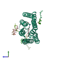 PDB entry 1jv6 coloured by chain, side view.