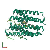 PDB entry 1jv7 coloured by chain, front view.