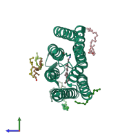 PDB entry 1jv7 coloured by chain, side view.