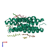 PDB entry 1jv7 coloured by chain, top view.