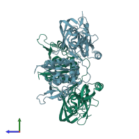 PDB entry 1jva coloured by chain, side view.