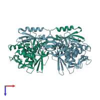 PDB entry 1jva coloured by chain, top view.