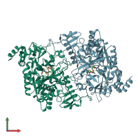 PDB entry 1jvd coloured by chain, front view.