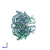 PDB entry 1jvd coloured by chain, side view.