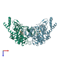 PDB 1jvd coloured by chain and viewed from the top.