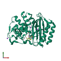 PDB entry 1jvj coloured by chain, front view.