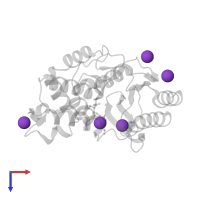 POTASSIUM ION in PDB entry 1jvj, assembly 1, top view.