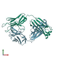 PDB entry 1jvk coloured by chain, front view.