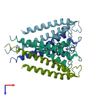 PDB entry 1jvm coloured by chain, top view.