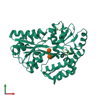 PDB entry 1jvy coloured by chain, front view.